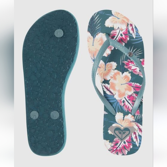 Womens Roxy Flip Flops, size 7, Turquoise - Picture 2 of 3